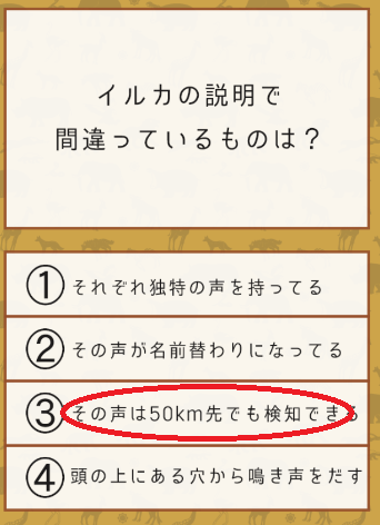 攻略 答え 雑学クイズ 動物編 問題7